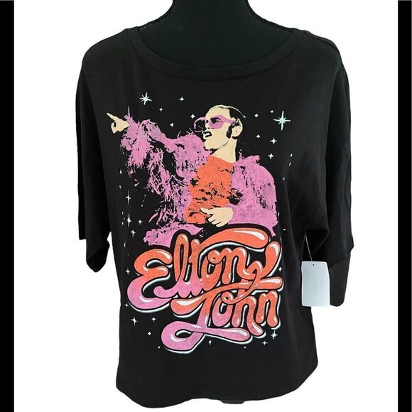 New with tags BP black Elton John graphic tee shirt, size S - Picture 1 of 6